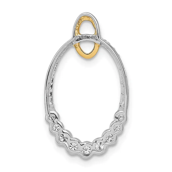 Goldia Rings 14k TwoTone Gold Polished Real Diamond Oval Chain Slide