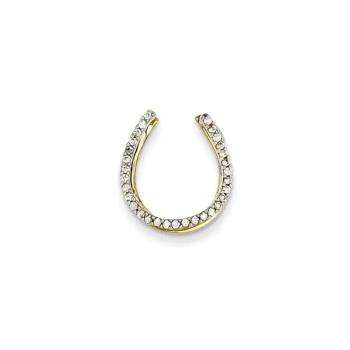 Goldia Rings 14k TwoTone Gold Real Diamond Horseshoe Slide Pendant
