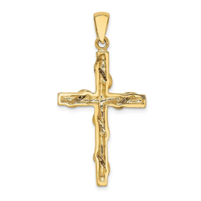 Goldia Rings 14k Twotone Gold Twotone Gold 2D Vine Pattern Cross Charm