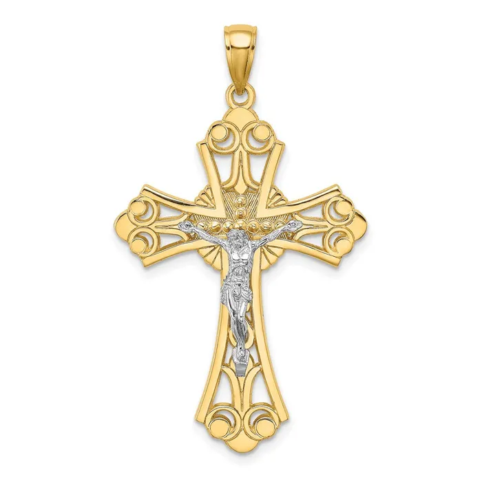 Goldia Rings 14k Twotone Gold Twotone Gold CutOut Crucifix Charm