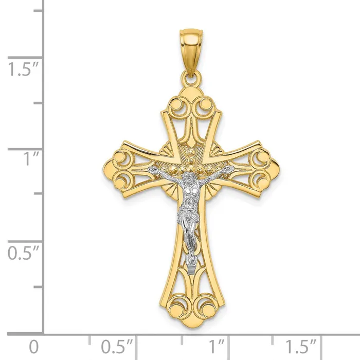 Goldia Rings 14k Twotone Gold Twotone Gold CutOut Crucifix Charm