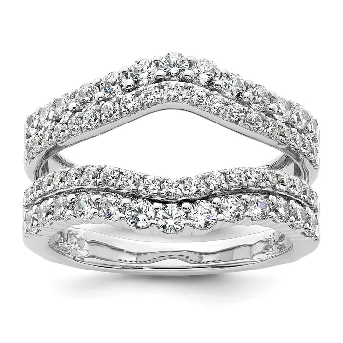 Goldia Rings 14k White Gold 1 14 Ct Lab Grown Diamond VSSI G Double Row Ring Guard Goldia Rings 14k White Gold 1 14 Ct Lab Grown Diamond VSSI G Double Row Ring Guard