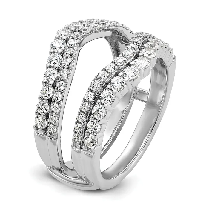 Goldia Rings 14k White Gold 1 14 Ct Lab Grown Diamond VSSI G Double Row Ring Guard