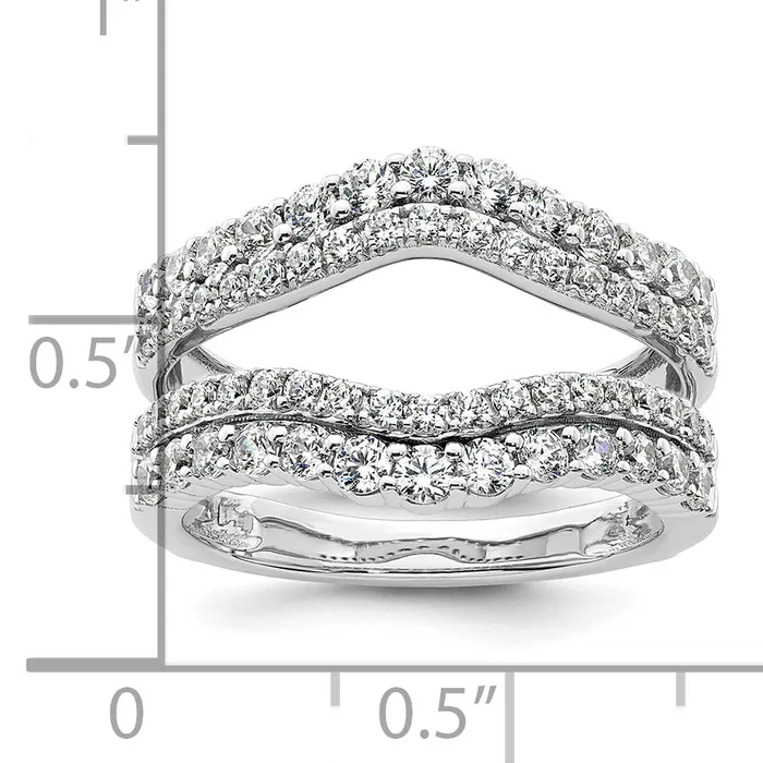 Goldia Rings 14k White Gold 1 14 Ct Lab Grown Diamond VSSI G Double Row Ring Guard