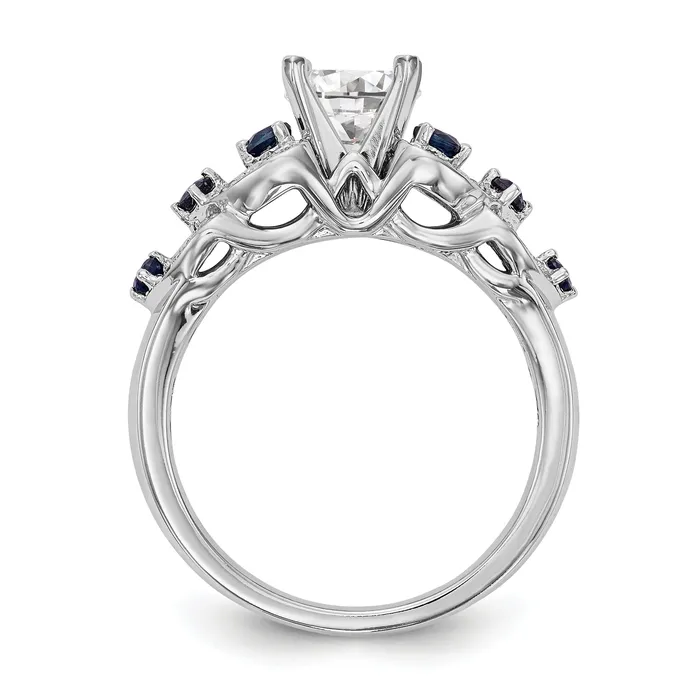 Goldia Rings 14k White Gold 14 Ct Lab Grown Diamond VSSI G and Lab Created Blue Sapphire Peg Set Engagement Ring