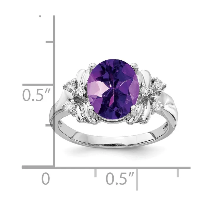 Goldia Rings 14k White Gold 10x8mm Oval Amethyst Checker A Real Diamond ring