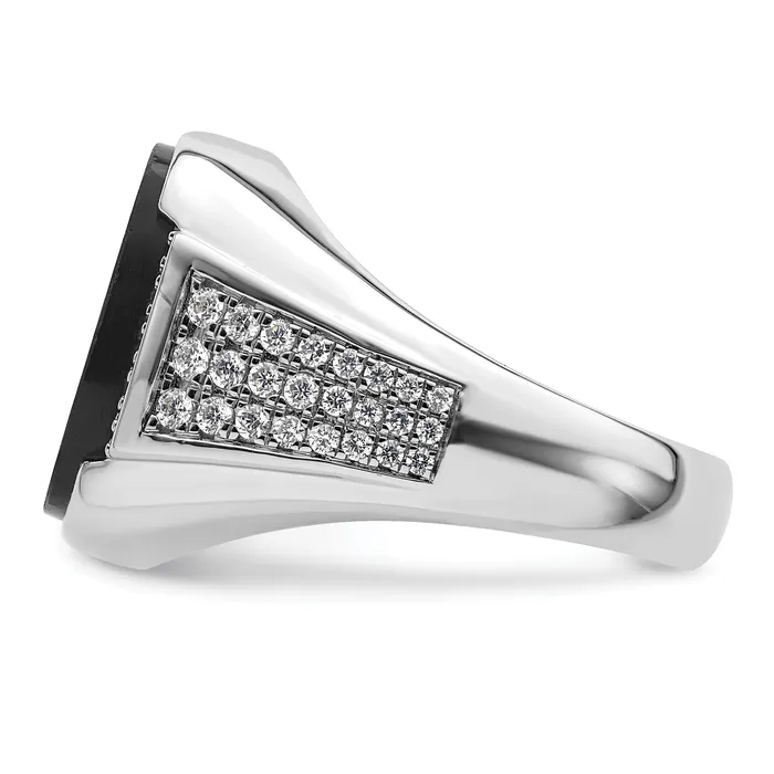 Goldia Rings 14k White Gold 58 Ct Lab Grown Diamond VSSI G and Onyx Mens Ring