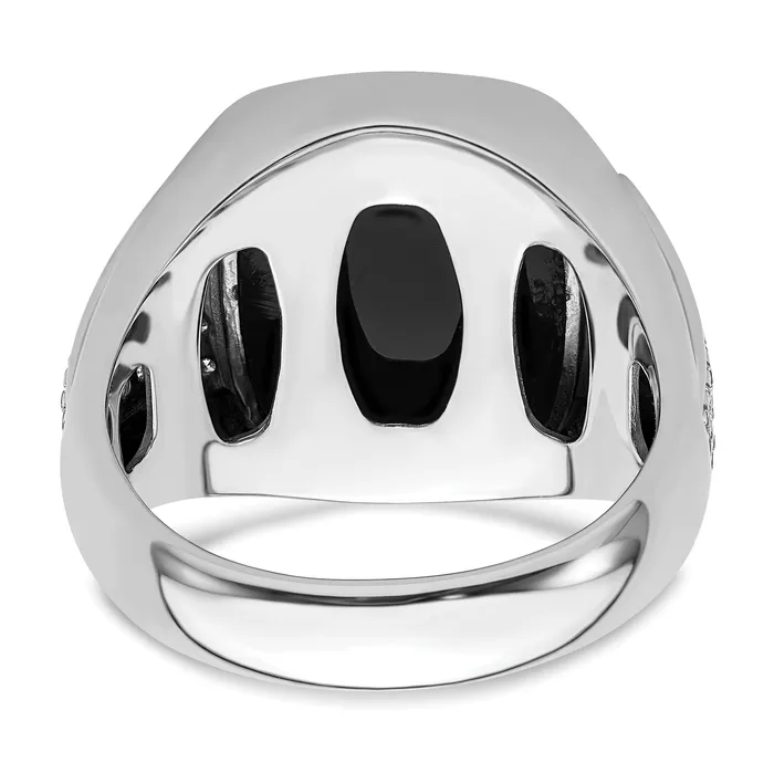 Goldia Rings 14k White Gold 58 Ct Lab Grown Diamond VSSI G and Onyx Mens Ring