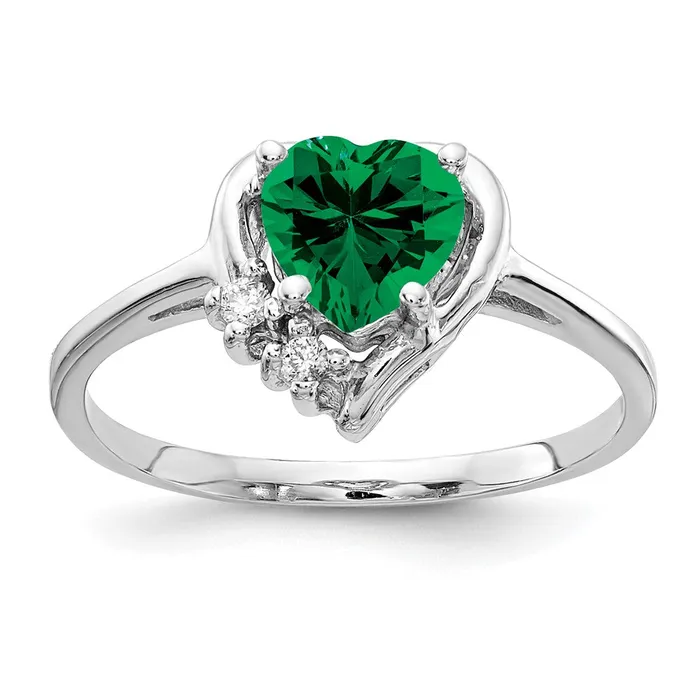 Goldia Rings 14k White Gold 6mm Heart Mount St Helens VS Diamond ring