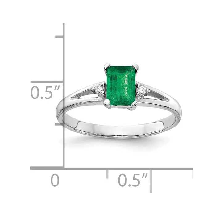 Goldia Rings 14k White Gold 6x4mm Emerald Cut Emerald A Real Diamond ring