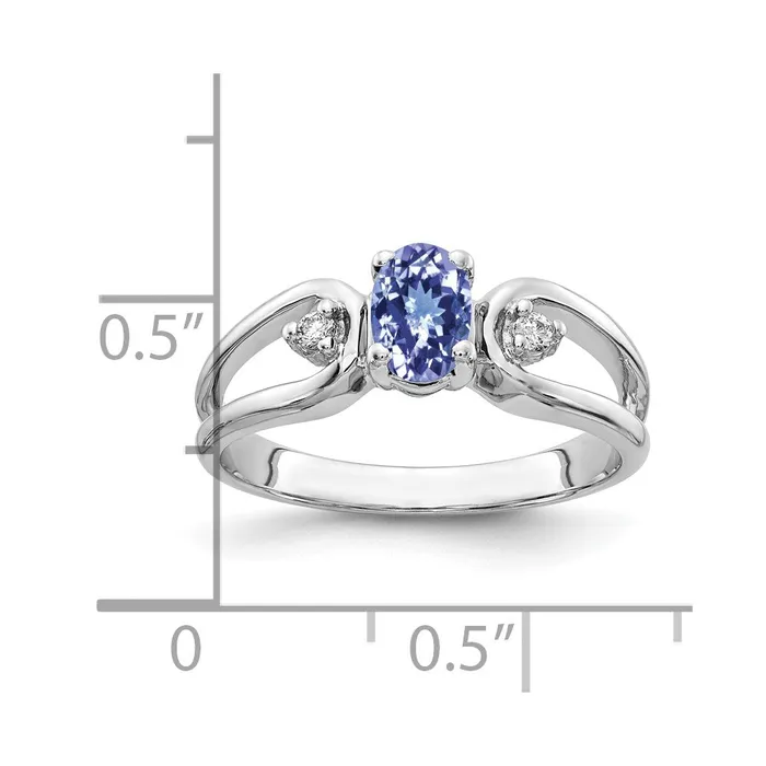 Goldia Rings 14k White Gold 6x4mm Oval Tanzanite AA Diamond ring