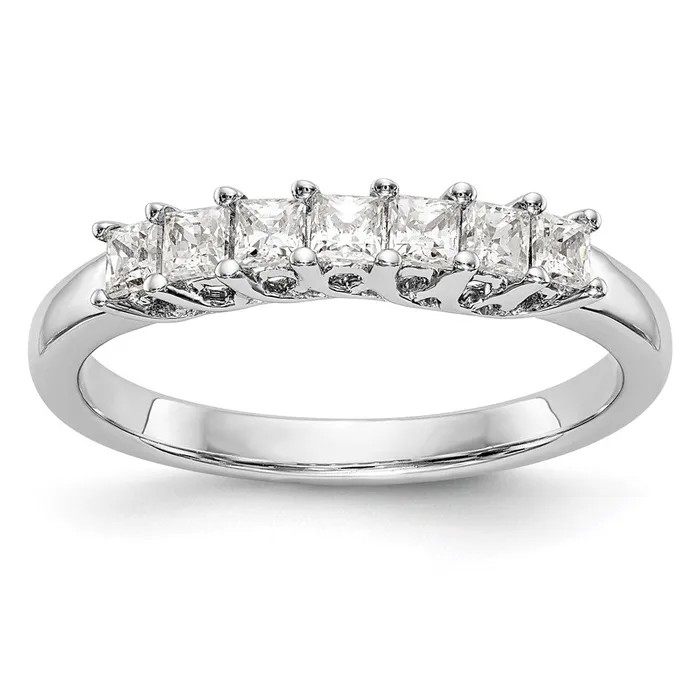 Goldia Rings 14K White Gold 7Stone Real Diamond Band