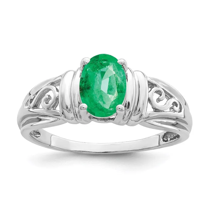 Goldia Rings 14k White Gold 7x5mm Oval Emerald ring