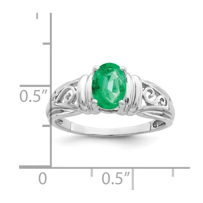 Goldia Rings 14k White Gold 7x5mm Oval Emerald ring