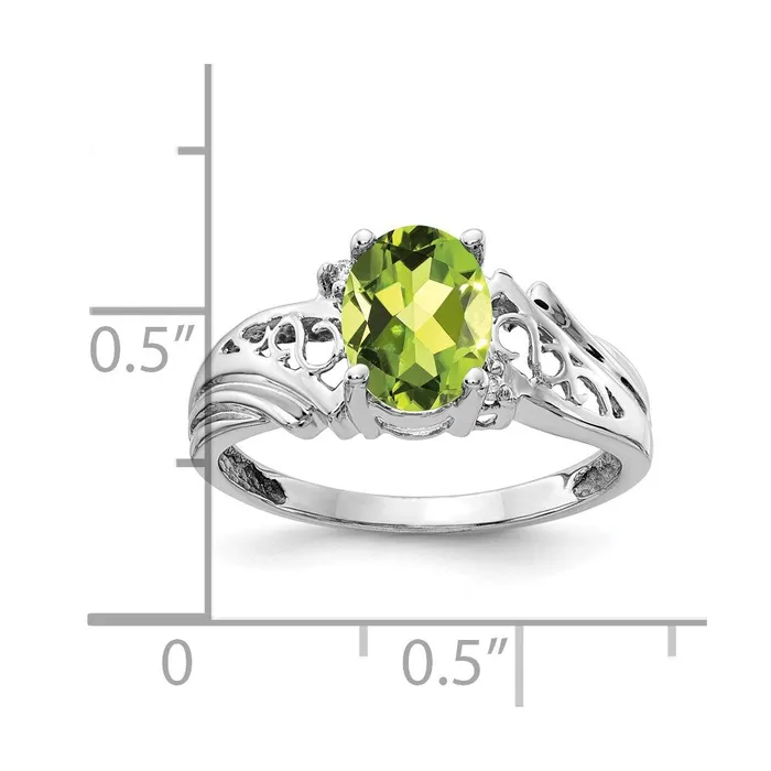 Goldia Rings 14k White Gold 8x6mm Oval Peridot A Real Diamond ring