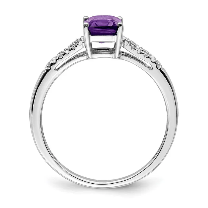 Goldia Rings 14k White Gold Emeraldcut Amethyst and Real Diamond Ring