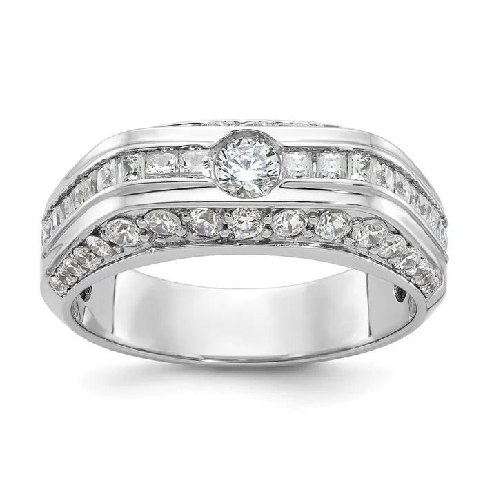 Goldia Rings 14k White Gold Mens 18 carat Diamond Complete Ring