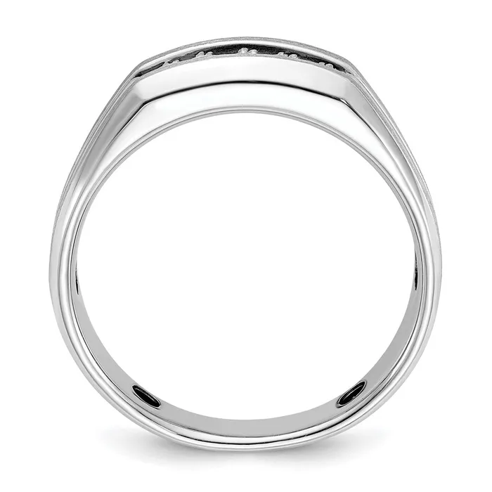 Goldia Rings 14k White Gold Mens Polished and Satin 14 carat Diamond Complete Ring