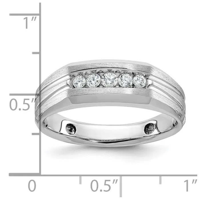 Goldia Rings 14k White Gold Mens Polished and Satin 14 carat Diamond Complete Ring