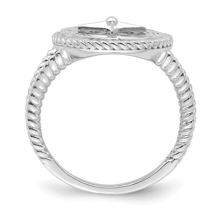 Goldia Rings 14K White Gold Nautical Compass Rope Ring