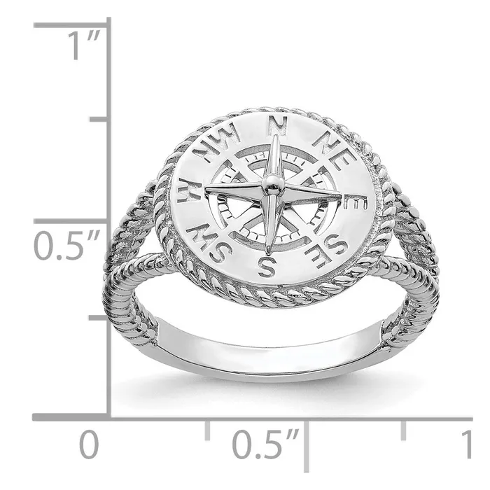 Goldia Rings 14K White Gold Nautical Compass Rope Ring