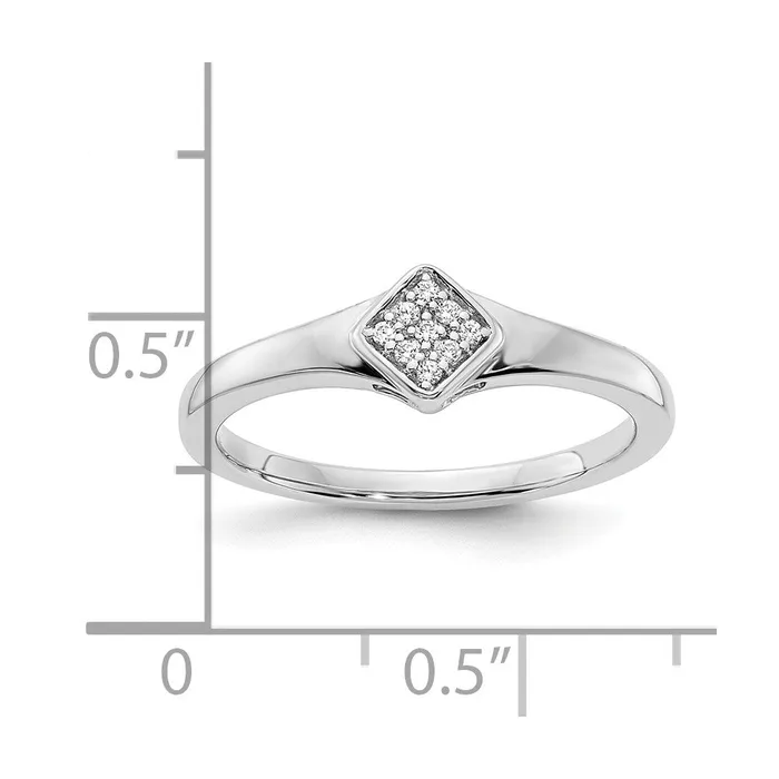 Goldia Rings 14k White Gold Polished Fancy Real Diamond Ring