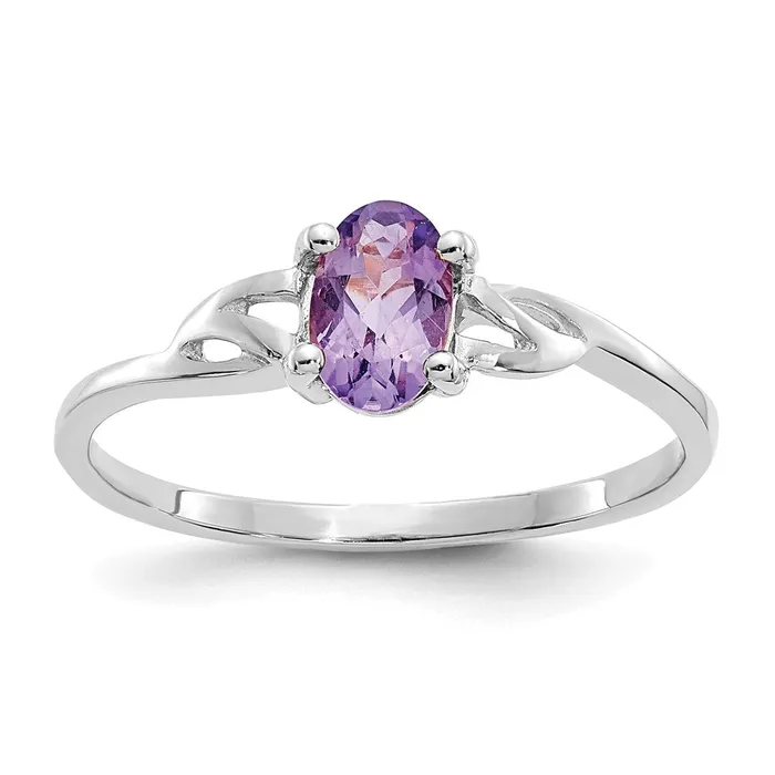 Goldia Rings 14K White Gold Polished Geniune Amethyst Birthstone Ring