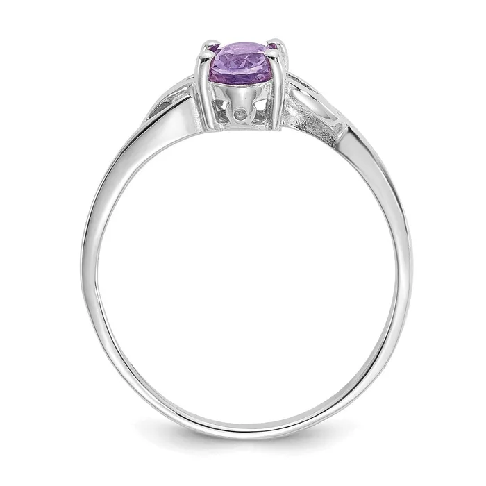 Goldia Rings 14K White Gold Polished Geniune Amethyst Birthstone Ring
