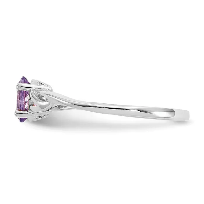 Goldia Rings 14K White Gold Polished Geniune Amethyst Birthstone Ring