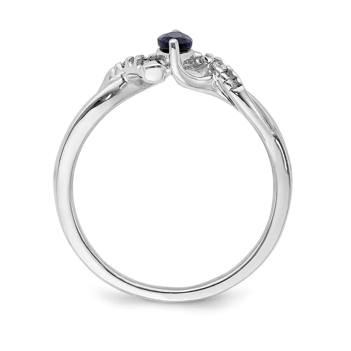 Goldia Rings 14k White Gold Real Diamond and Marquise Sapphire Ring