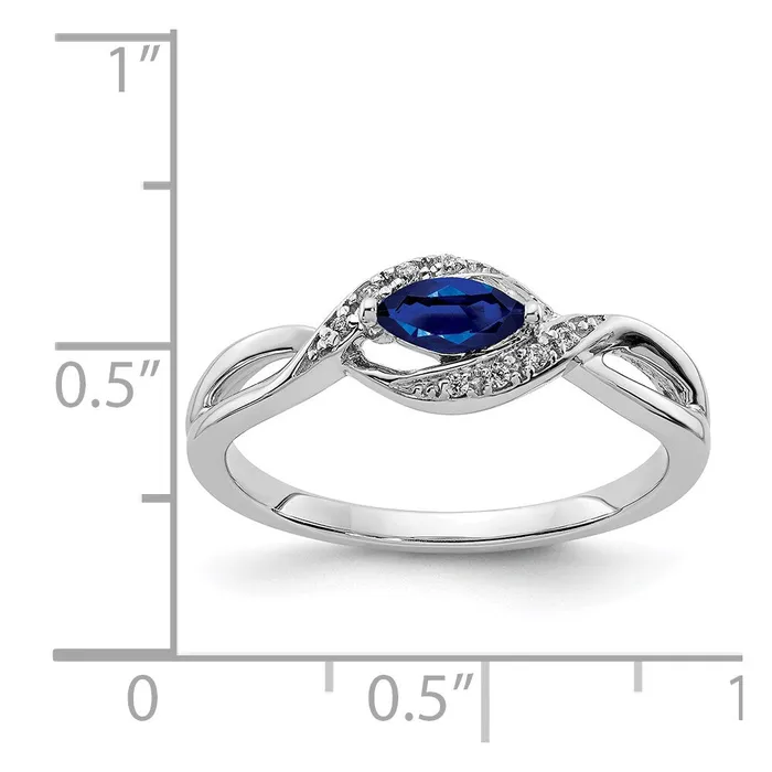 Goldia Rings 14k White Gold Real Diamond and Marquise Sapphire Ring