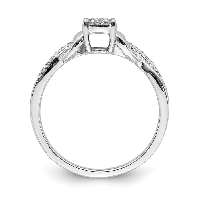 Goldia Rings 14K White Gold Real Diamond Cluster Engagement Ring
