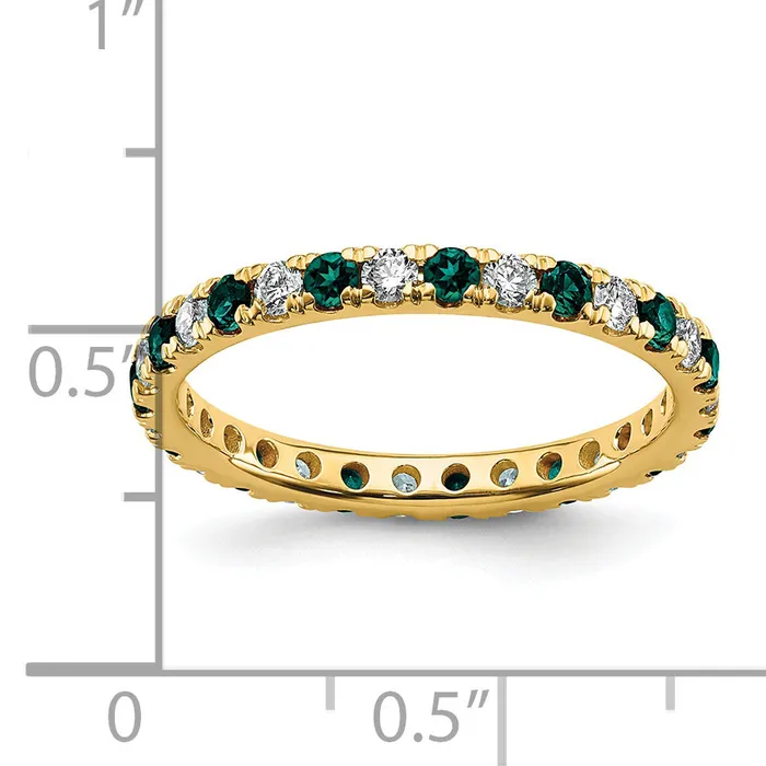 Goldia Rings 14k Yellow Gold 12 Ct Lab Grown Diamond VSSI G and Lab Created Alexandrite Eternity Band Ring