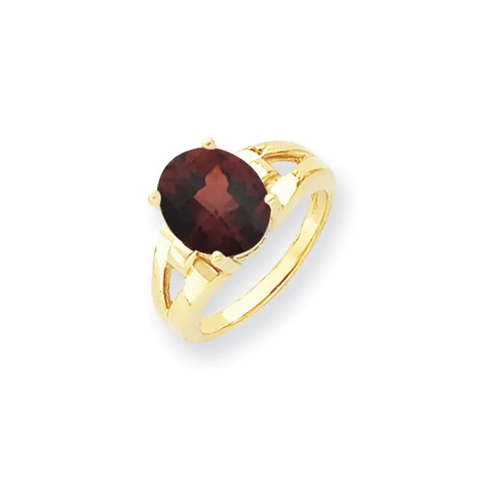 Goldia Rings 14k Yellow Gold 11x9mm Oval Garnet Checker ring
