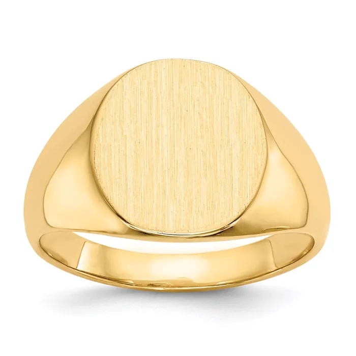 Goldia Rings 14K Yellow Gold 13x12mm Closed Back Mens Signet Ring