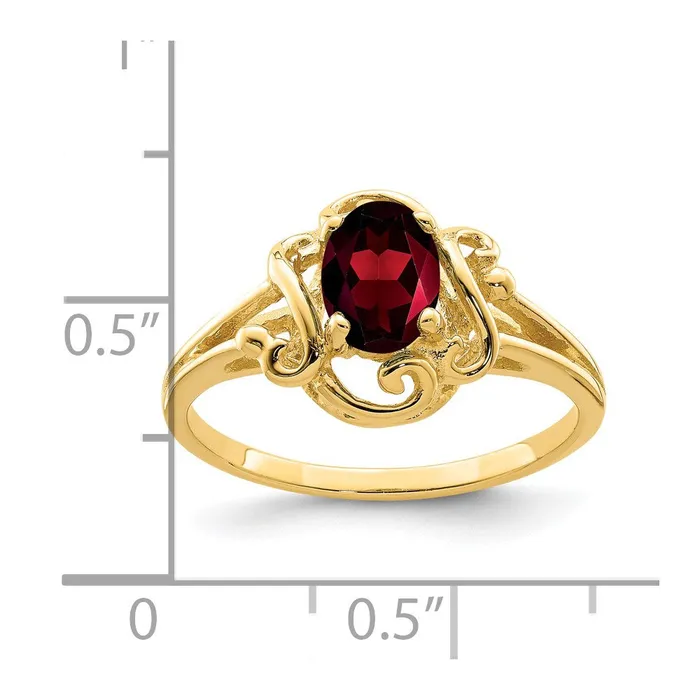 Goldia Rings 14K Yellow Gold 7x5mm Oval Garnet Checker ring
