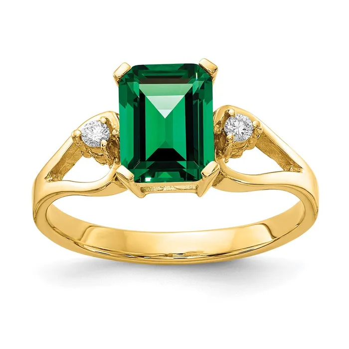 Goldia Rings 14k Yellow Gold 8x6mm Emerald Cut Mount St Helens AA Diamond ring