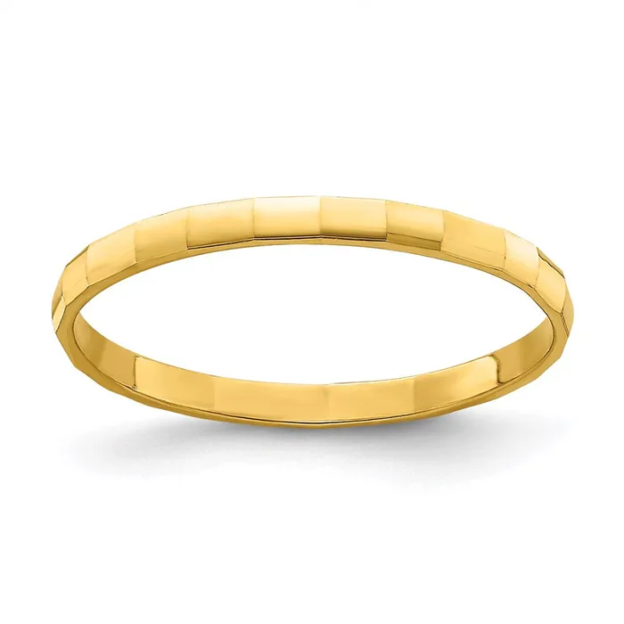 Goldia Rings 14K Yellow Gold Bamboo Texture Band Childs Ring