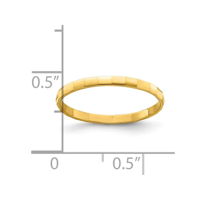 Goldia Rings 14K Yellow Gold Bamboo Texture Band Childs Ring