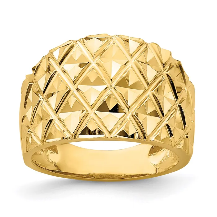 Goldia Rings 14K Yellow Gold DC Quilted Pattern Dome Ring