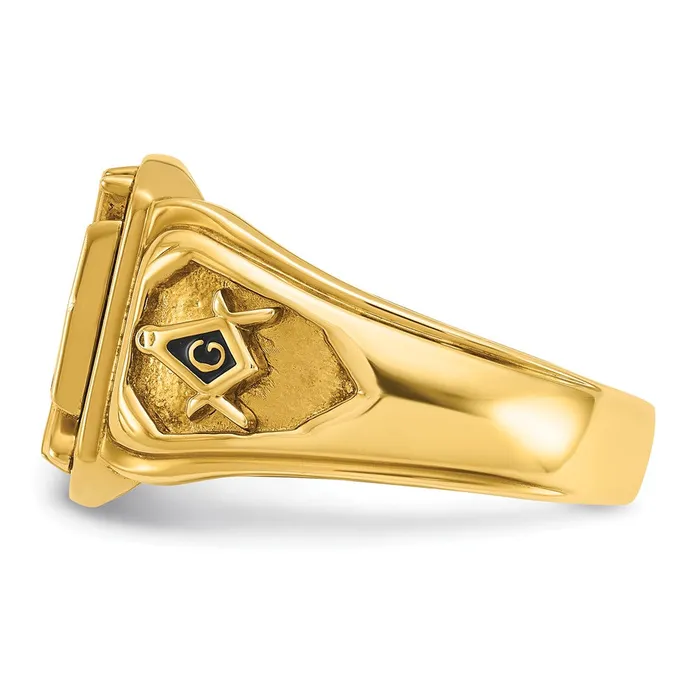 Goldia Rings 14k Yellow Gold Mens Polished and Textured with Multicolor Enamel Knights Templar Masonic Ring
