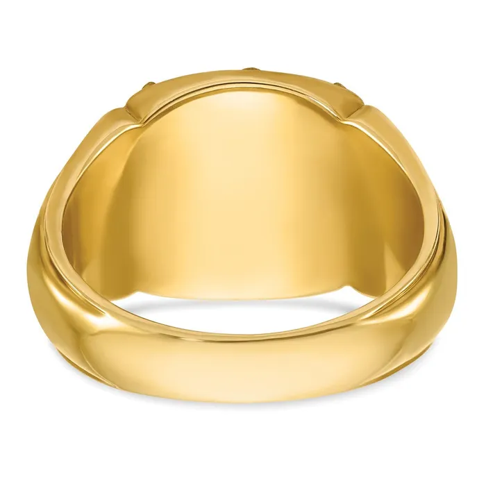 Goldia Rings 14k Yellow Gold Mens Polished and Textured with Multicolor Enamel Knights Templar Masonic Ring