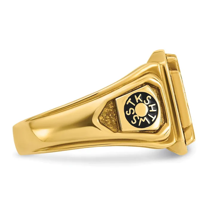 Goldia Rings 14k Yellow Gold Mens Polished and Textured with Multicolor Enamel Knights Templar Masonic Ring