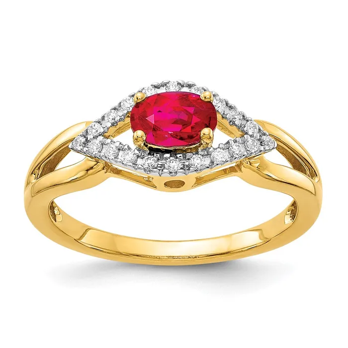 Goldia Rings 14K Yellow Gold Real Diamond and Ruby Ring