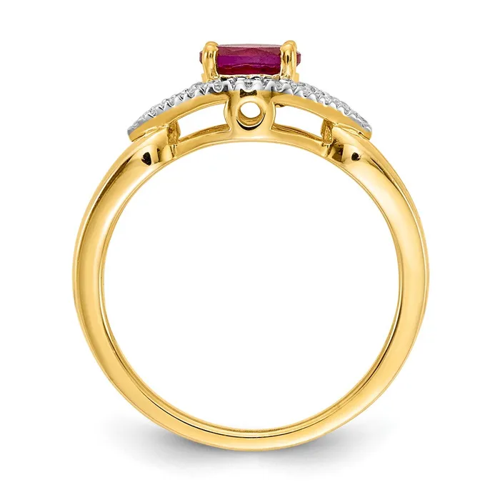 Goldia Rings 14K Yellow Gold Real Diamond and Ruby Ring