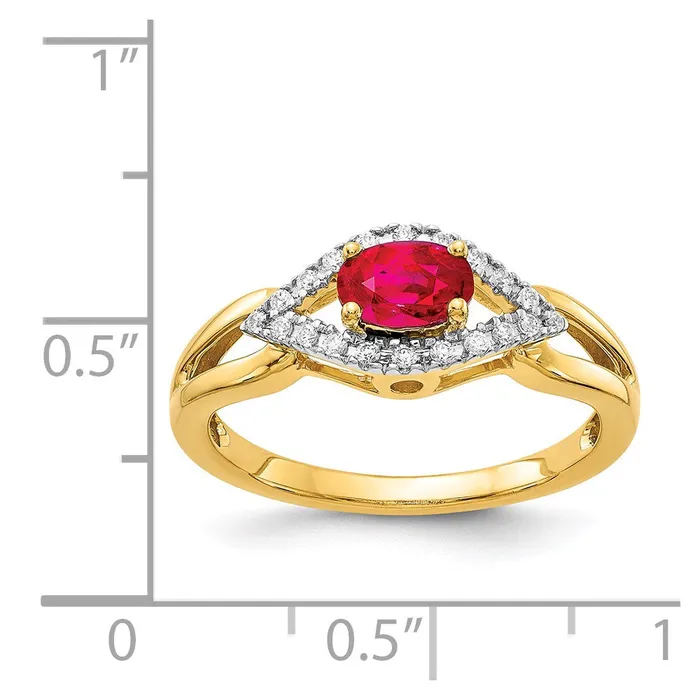 Goldia Rings 14K Yellow Gold Real Diamond and Ruby Ring