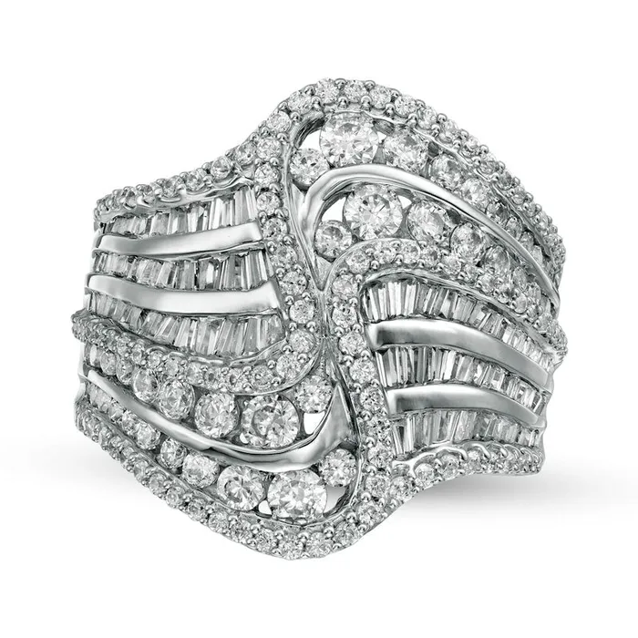 Goldia Rings 20 CT TW Composite Natural Diamond Wave Ring in Solid 10K White Gold Goldia Rings 20 CT TW Composite Natural Diamond Wave Ring in Solid 10K White Gold