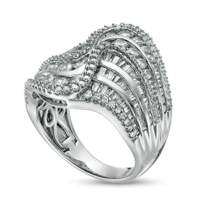 Goldia Rings 20 CT TW Composite Natural Diamond Wave Ring in Solid 10K White Gold Goldia Rings 20 CT TW Composite Natural Diamond Wave Ring in Solid 10K White Gold