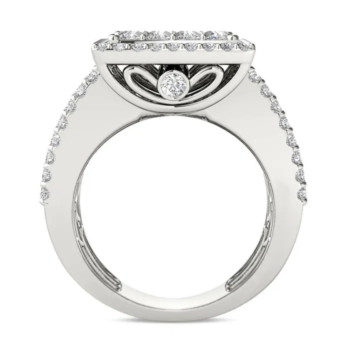 Goldia Rings 4 CT TW Composite Natural Diamond Rectangle Frame Engagement Ring in Solid 14K White Gold Goldia Rings 4 CT TW Composite Natural Diamond Rectangle Frame Engagement Ring in Solid 14K White Gold