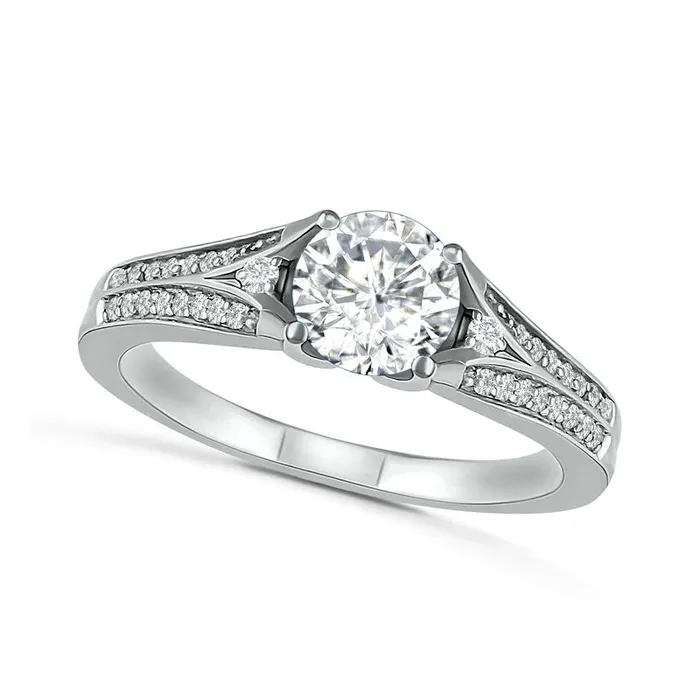 Goldia Rings 60mm LabCreated White Sapphire Split Shank Ring in Sterling Silver Goldia Rings 60mm LabCreated White Sapphire Split Shank Ring in Sterling Silver